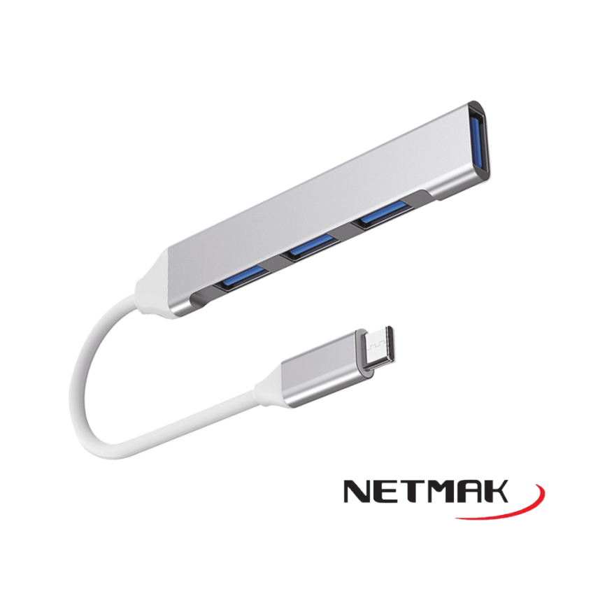 Hub USB Tipo C a 3 Puertos USB 2.0 + 1 USB 3.0 Netmak