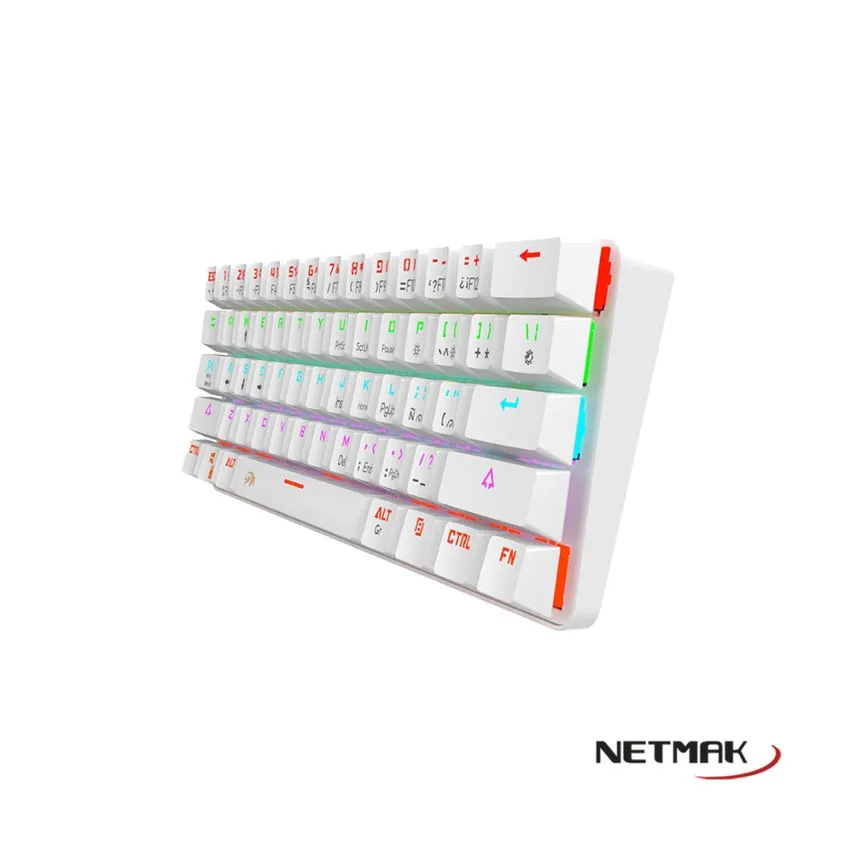 Teclado Mecanico 60% Blanco Switches Blue Netmak