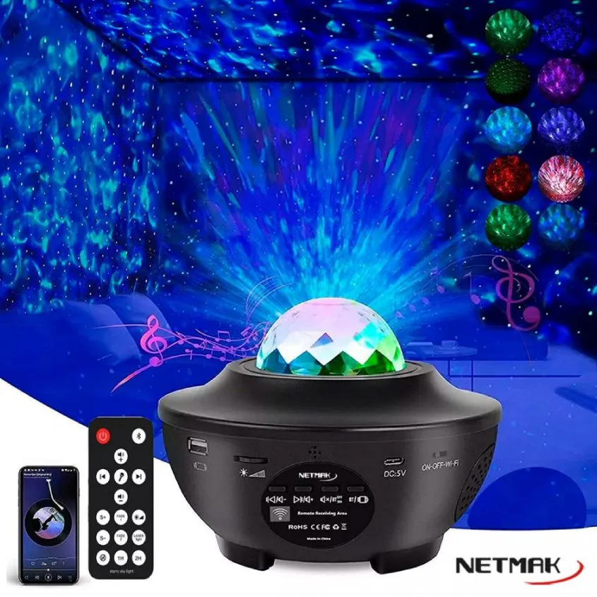 Velador Proyector con Parlante Bluetooth Netmak