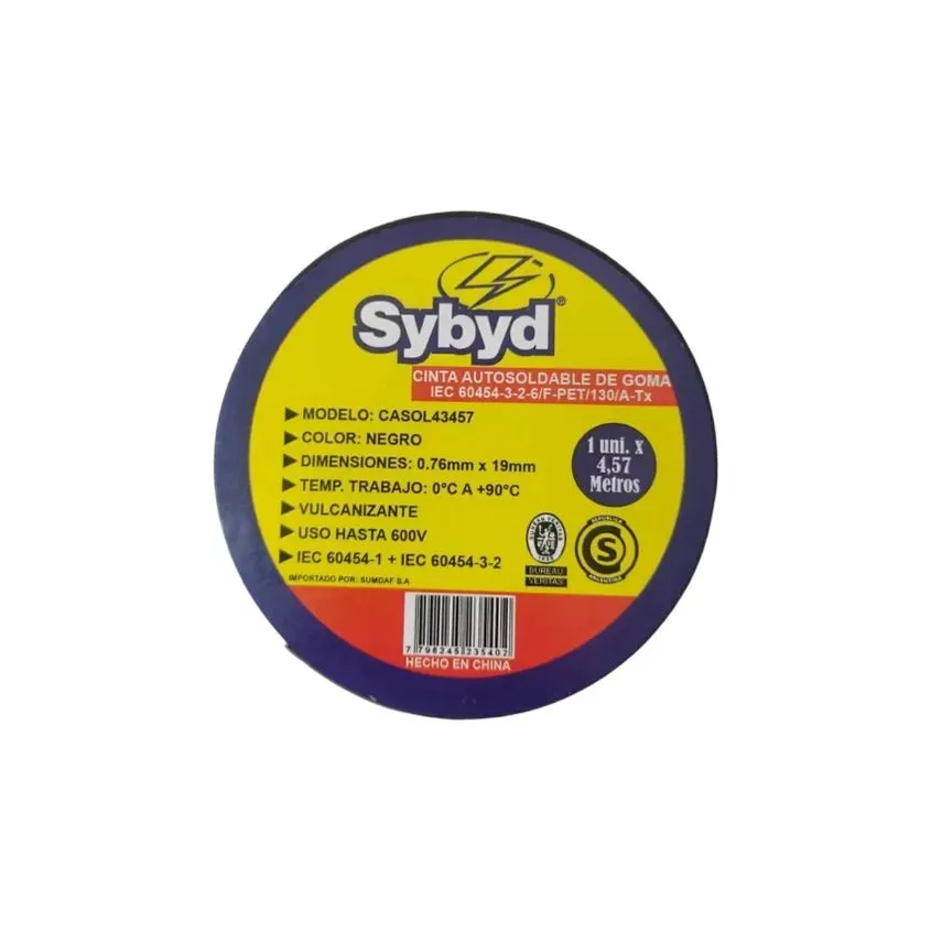 Cinta Autosoldable de Caucho 4.5 Mts. Sybyd Color Negro