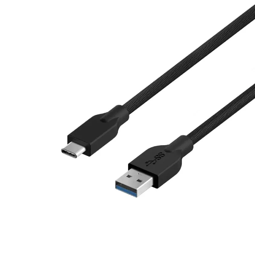 Cable USB A a Tipo C MAcho-Macho Genius Mallado Negro 3Amp 1.5mtrs