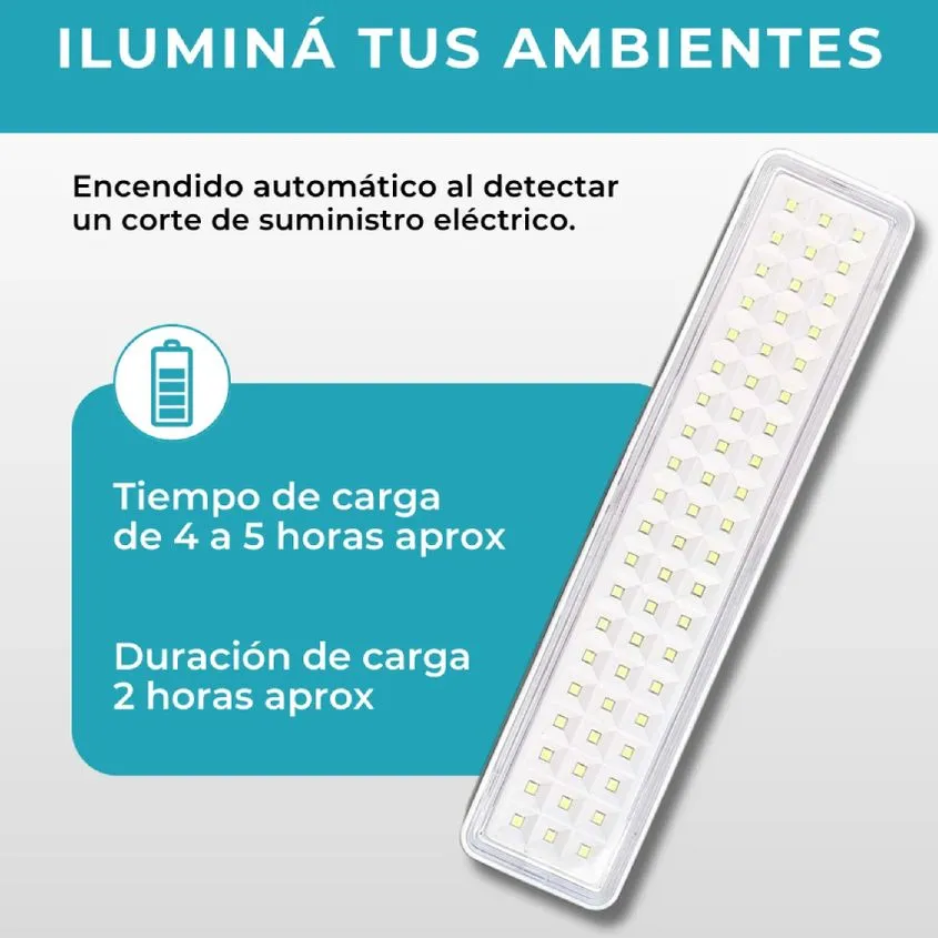 Luz de Emergencia de 60 Led c/ Bateria 3/6 Hrs Global