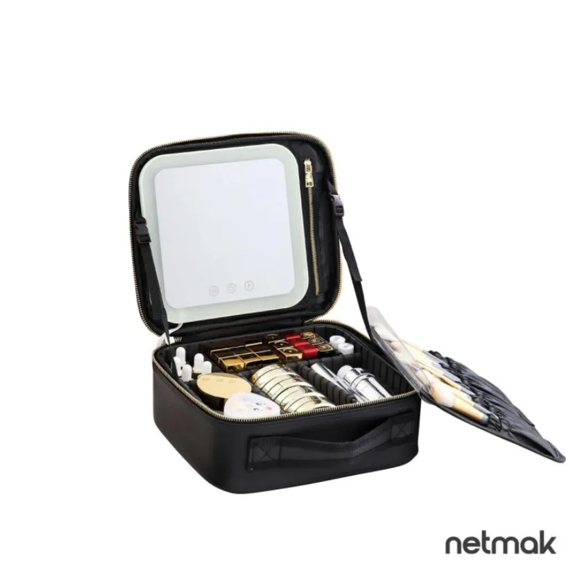 Porta Maquillaje c/ Espejo y Luz Led Netmak