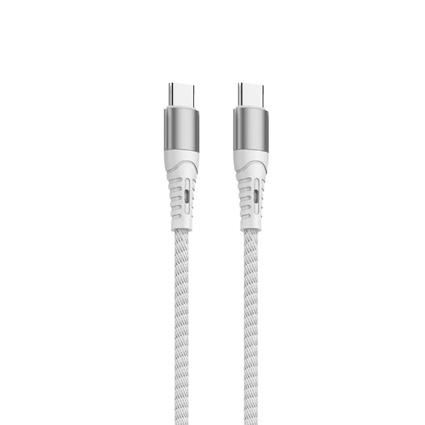 Cable USB Soul Mallado Tipo C a Tipo C Blanco 1 Metro 60W