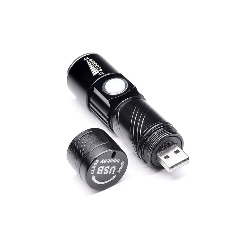 Linterna de Aluminio con led 3W, Bateria Recargable Nisuta Negro