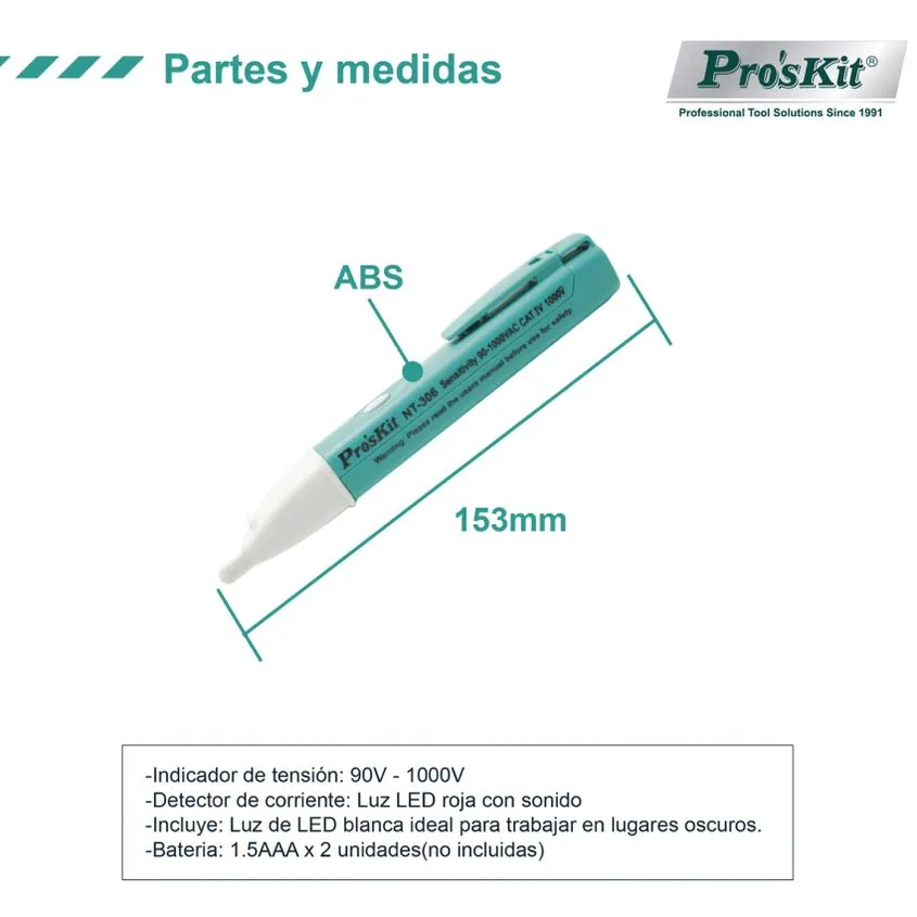 Tester de Voltaje Proximidad Induccion Proskit Sonido NT-306