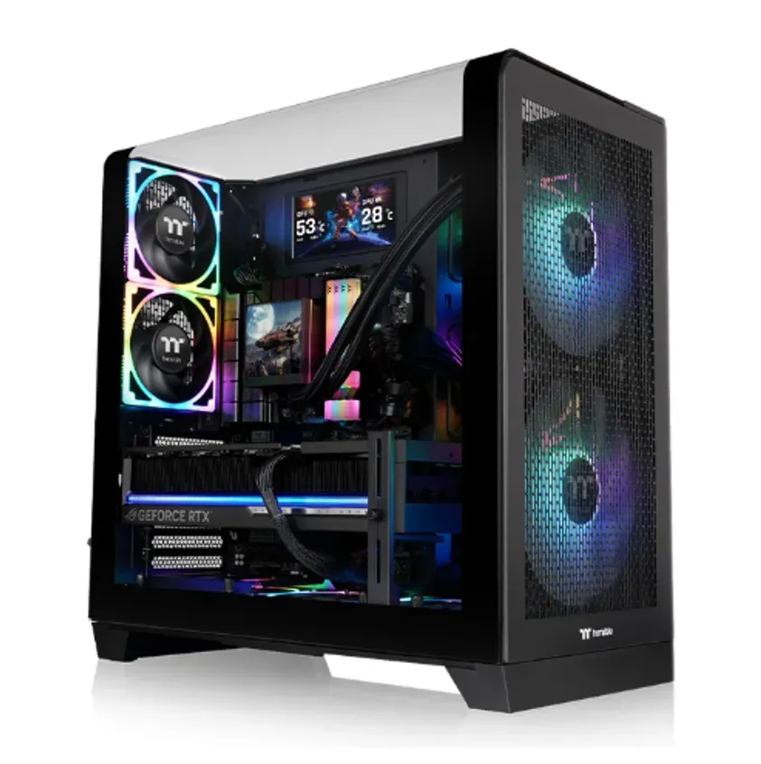 Gabinete TT View 390 Air Mid- TG Curvo Fan x2 Black