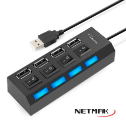 HUB USB a 4 puertos USB 2.0 con Switch NETMAK