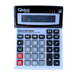 Calculadora 12 Digit metalica 1200V Plateada Bot. Grandes Global