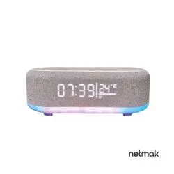Reloj despertador c/ Parlante + Carga Inalambrica RGB Netmak