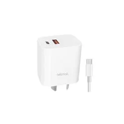 Cargador  QC3.0 20W + USB-C PD 20W Carga Rapida c/ cable Tipo C Netmak