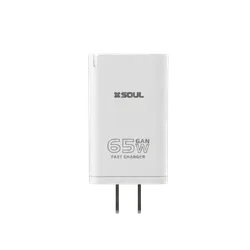 Cargador Viajero FC USB+PDx2 65W GaN con cable Lightning Soul