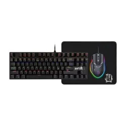Combo Gamer Raptor Teclado Mecánico 87 Teclas + Mouse Rgb+ Mouse Pad