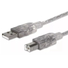 Cable USB A macho B macho Transparente Mallado (impresora) Noganet USB2.0A-B2M-T